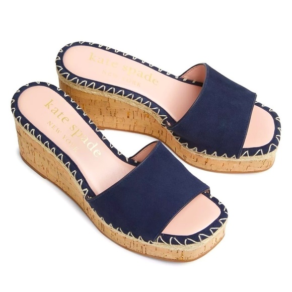 KATE SPADE Cosette Leather Wedge Sandals - Picture 1 of 12